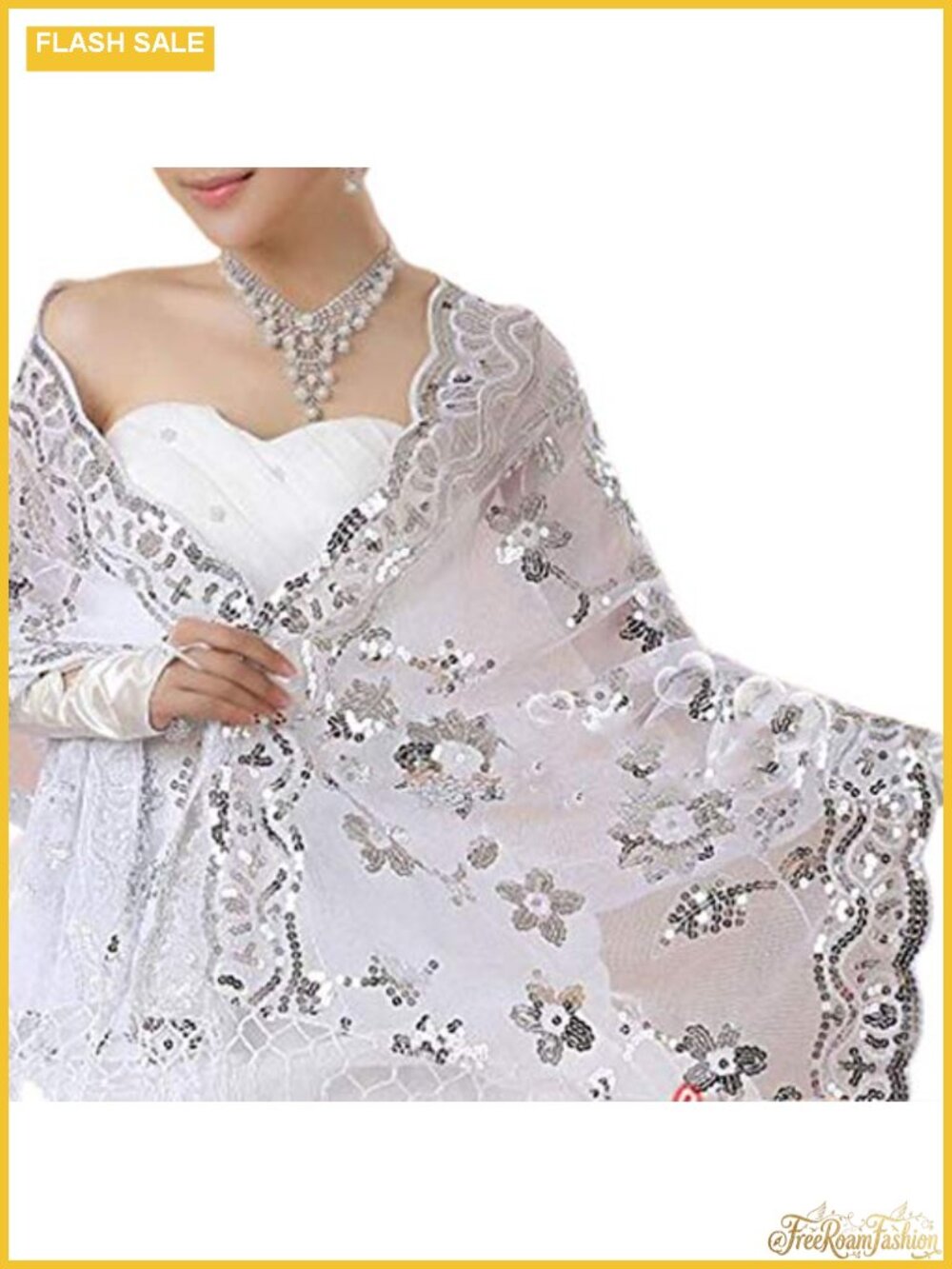 Wedding Shawl Lace Embroidered Sequins Bridal Wrap One Size